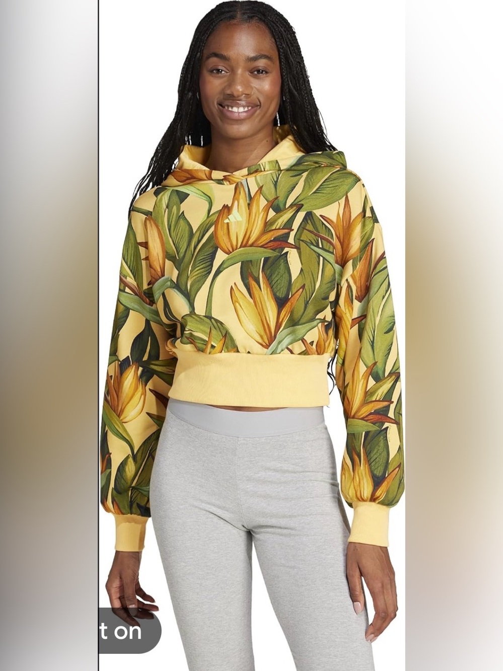 FARM Rio Adidas collaboration Yellow Tropical Cropped Hoodie